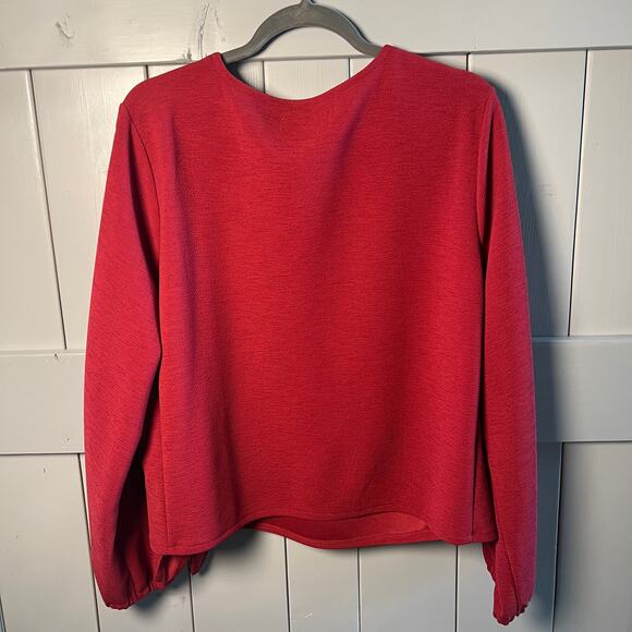 Madewell Texture and Thread Faux Wrap Top in Cranberry Color Size XXL - Picture 6 of 7